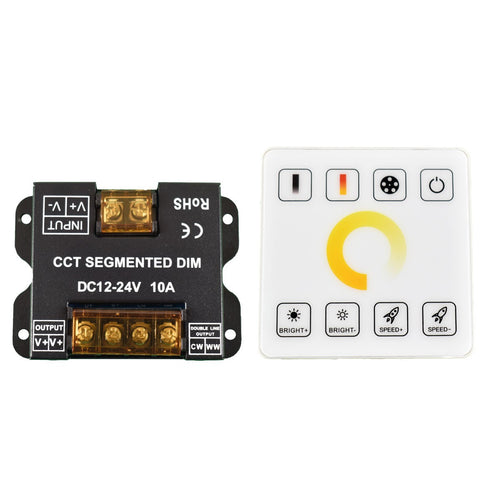 Contrôleur CCT Dual White pour rubans LED avec panneau tactile RF - 5-24V/DC