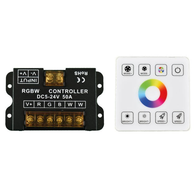 Controlador RGBW para tiras LED con panel táctil RF - 5-24V/DC