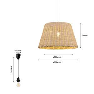 Lámpara colgante de mimbre "Hank" - Barcelona Led-Decoración