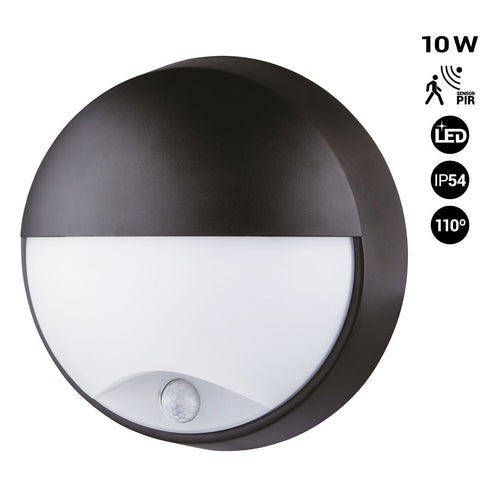 Circular outdoor wall light with PIR sensor - IP54 - 110º - 10W