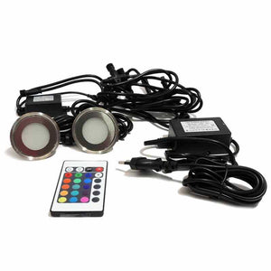 Kit 6 focos LED RGB empotrables en suelo Ø58x9mm 0,5W 12V-DC IP67 - Barcelona Led-