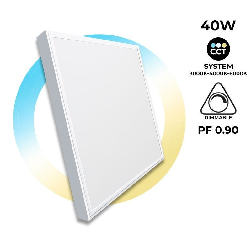 Panel LED slim CCT de superficie 60 x 60- Regulable con mando - 40W - Con KIT de montaje