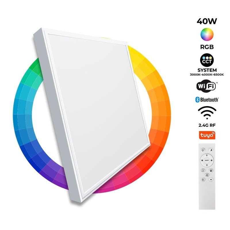 Panel LED de superficie WIFI SMART RGB / RGBW + CCT - 60x60 cm - 40W - Con KIT de montaje - Barcelona Led-