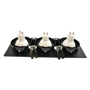 Aro downlight basculante para tres bombillas GU10/MR16 - Corte 75 x 235 mm - Barcelona Led-