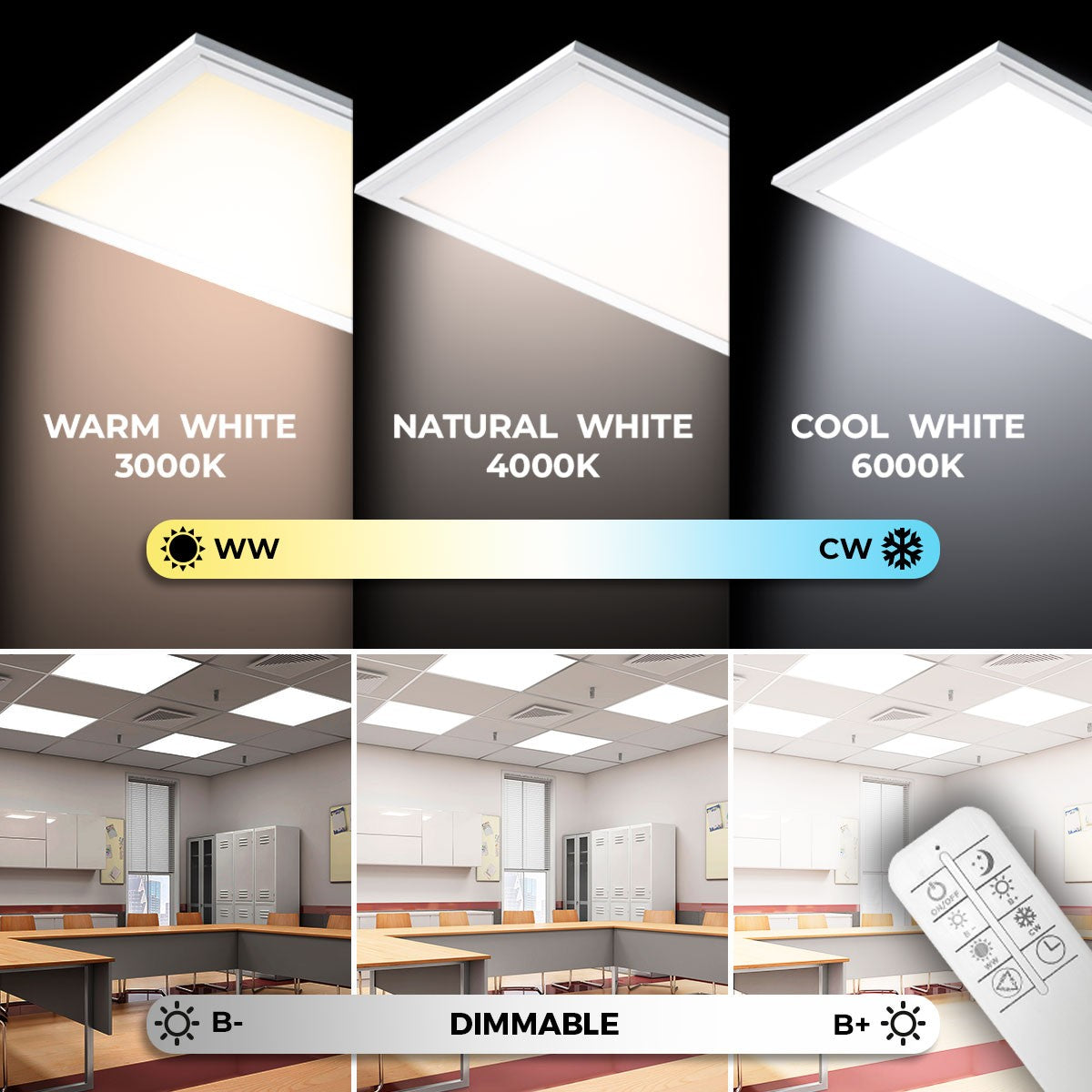 Panel LED slim CCT regulable con mando - 60x60cm - 40W (1)