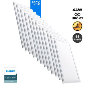 Pack de 12 paneles LED slim 120X30 cm - Driver Philips - 44W - UGR19 - IP40 - Barcelona Led-