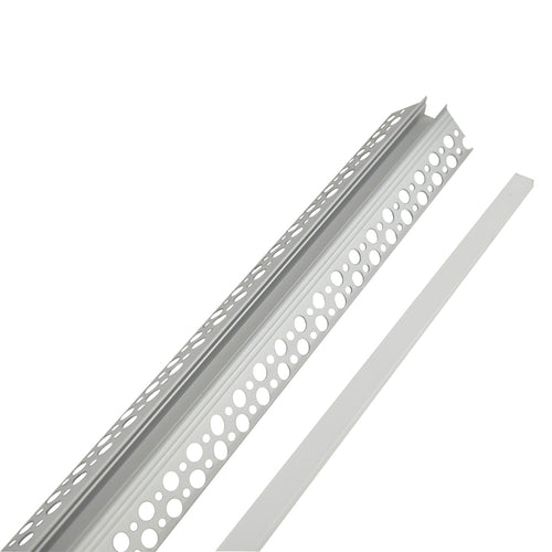 Perfil de alumínio para integração na escaiola/ pladur de canto externo - faixa de LED até 10 mm - 2 metros