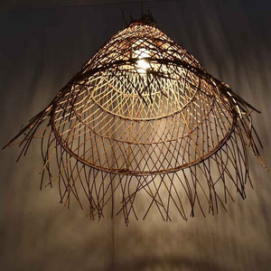 Lámpara colgante de mimbre "Willow" con interruptor y enchufe - Barcelona Led-Decoración