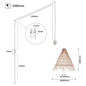 Lámpara colgante de mimbre "Willow" con interruptor y enchufe - Barcelona Led-Decoración