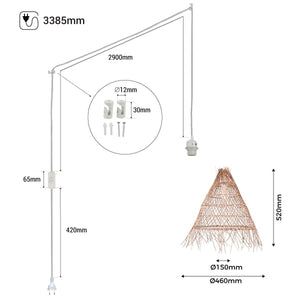 Lámpara colgante de mimbre "Willow" con interruptor y enchufe (15)