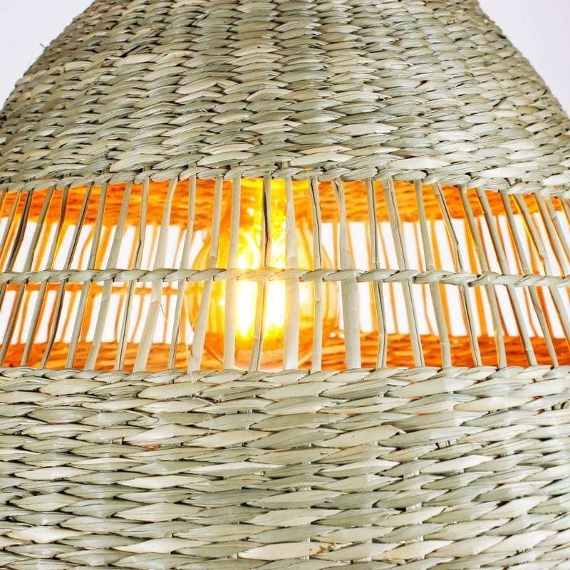 Lámpara colgante de mimbre "Ikken" con interruptor y enchufe - Barcelona Led-Decoración
