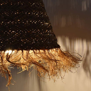 Lámpara colgante de fibras naturales "Nam" con interruptor y enchufe (10)