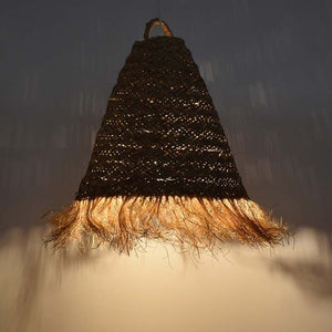 Lámpara colgante de fibras naturales "Nam" con interruptor y enchufe - Barcelona Led-Decoración