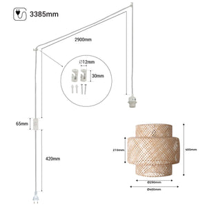Lámpara colgante de mimbre "Onna" con interruptor y enchufe - Barcelona Led-Decoración