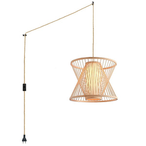 Lámpara colgante de bambú "Rise" con interruptor y enchufe - Barcelona Led-Decoración