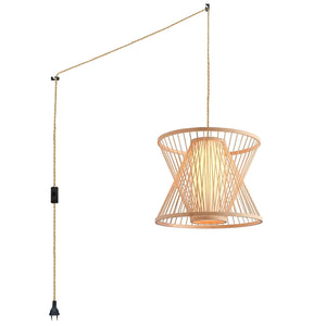 Lámpara colgante de bambú "Rise" con interruptor y enchufe