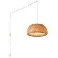 Wicker pendant lamp with switch and plug
