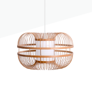 Lámpara colgante japonesa de bambú "Kaizen" con interruptor y enchufe - Barcelona Led-Decoración