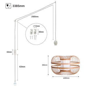 Lámpara colgante japonesa de bambú "Kaizen" con interruptor y enchufe - Barcelona Led-Decoración