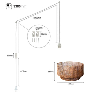 Lámpara colgante de yute "Bali" con interruptor y enchufe - Barcelona Led-Decoración