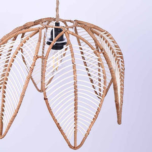 Lámpara colgante de ratán "Bintan" en forma de flor con interruptor y enchufe (7)