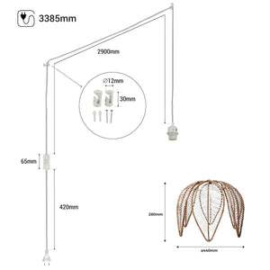 Lámpara colgante de ratán "Bintan" en forma de flor con interruptor y enchufe - Barcelona Led-Decoración