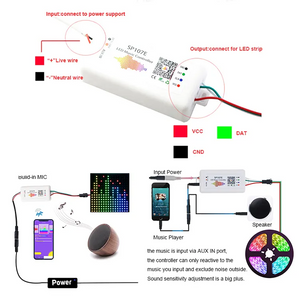 Controlador musical LED IC Pixel RGB/RGBW Bluetooth - 5-24V DC - 960 pixeles - Barcelona Led-Control y regulación