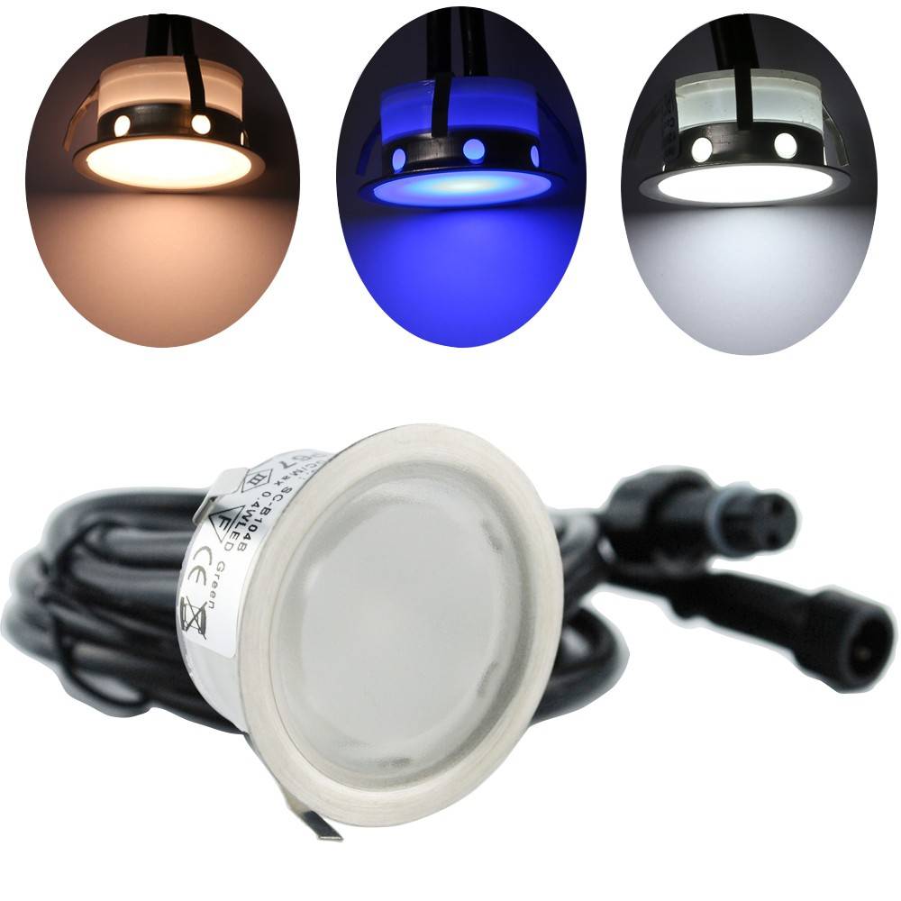 Kit 6 focos LED empotrables en suelo Ø40x20mm 0,4W 12V-DC IP67