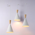 Metal and wood triple pendant light -