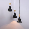 Metal and wood triple pendant light -