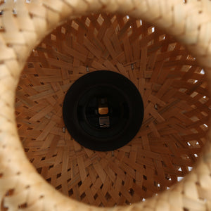 Aplique de pared en madera, pantalla de mimbre y cable con interruptor y enchufe "Alan" (2)