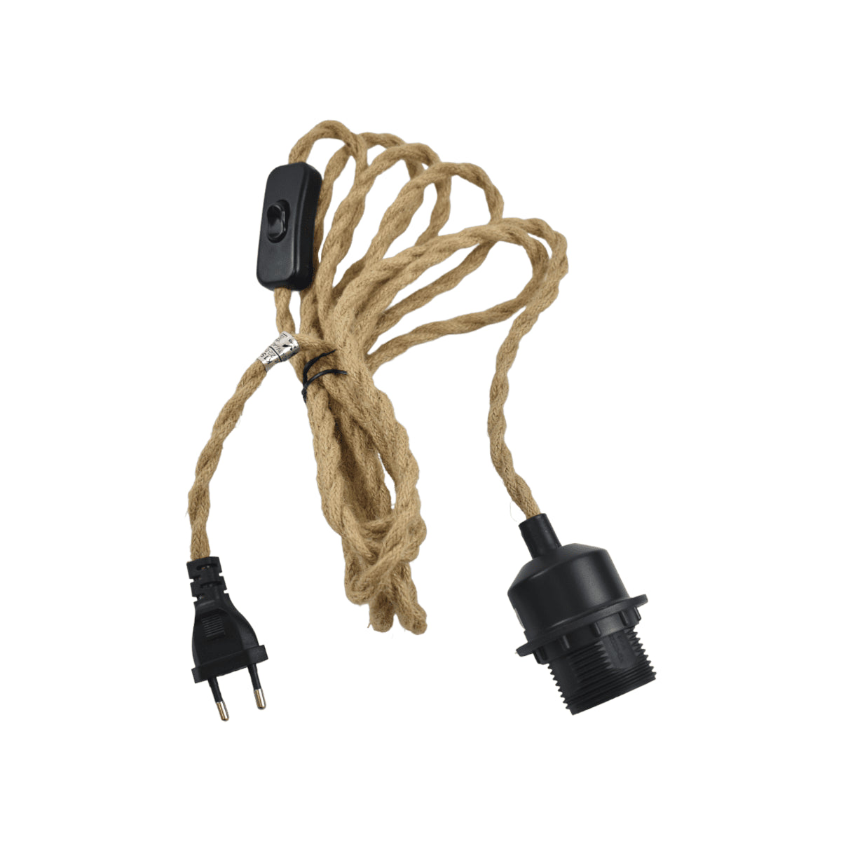 Casquillo E27 con cable de yute trenzado, interruptor y enchufe - Barcelona Led-