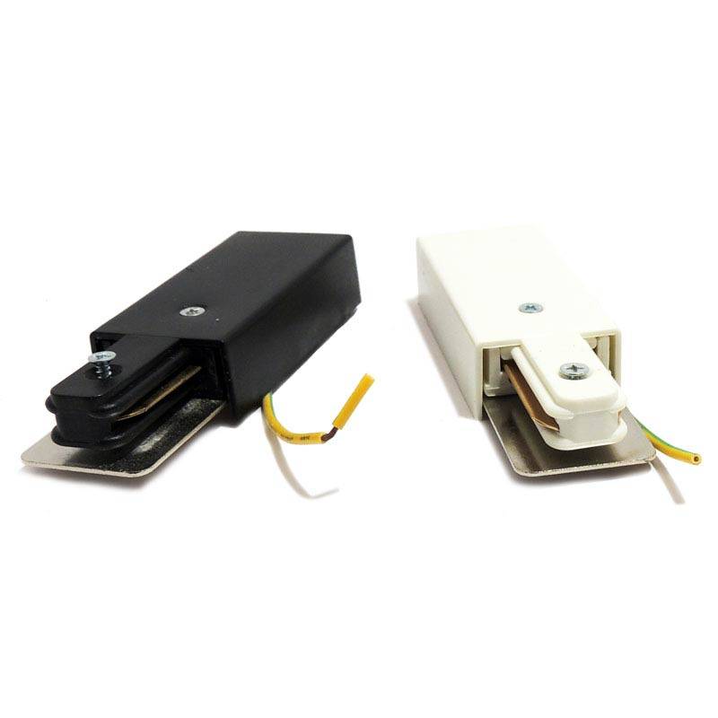 Conector de inicio para carril monofásico de superficie