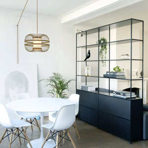 Lámpara colgante japonesa de bambú "Kaizen" con interruptor y enchufe (22)