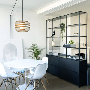 Lámpara colgante japonesa de bambú "Kaizen" con interruptor y enchufe (23)