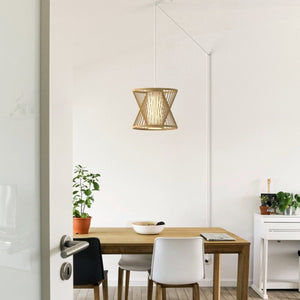Lámpara colgante de bambú "Rise" con interruptor y enchufe - Barcelona Led-Decoración