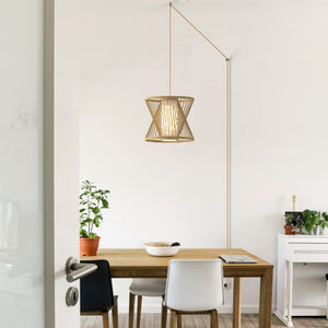 Lámpara colgante de bambú "Rise" con interruptor y enchufe - Barcelona Led-Decoración