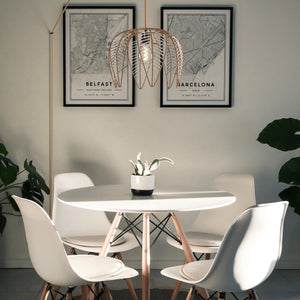 Lámpara colgante de ratán "Bintan" en forma de flor con interruptor y enchufe - Barcelona Led-Decoración