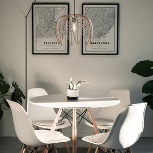 Lámpara colgante de ratán "Bintan" en forma de flor con interruptor y enchufe (24)