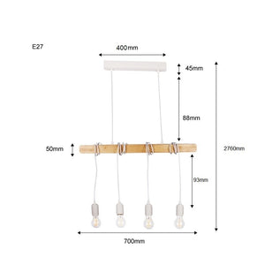 Lámpara colgante vintage madera "Otto" - 4 x E27 - Barcelona Led-Decoración