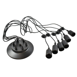 Lámpara araña colgante negra "Lumière" para 6 bombillas E27 – Estilo vintage (3)