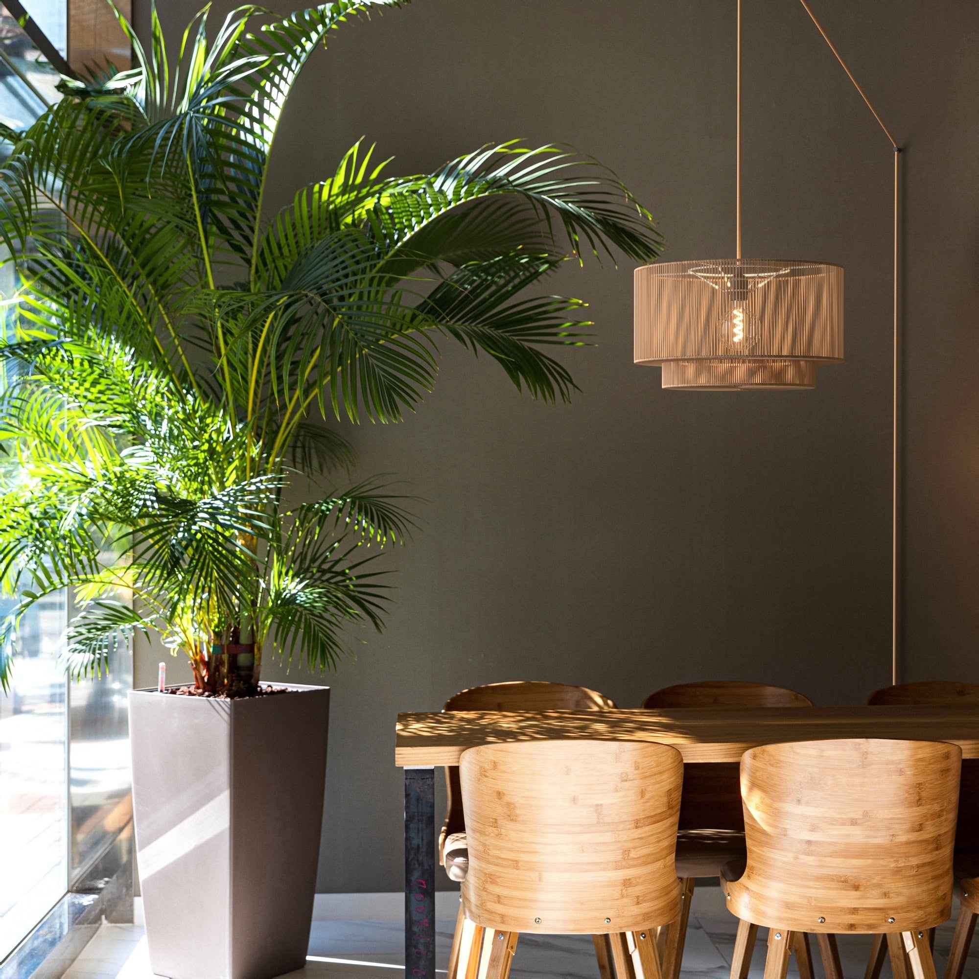 Lámpara colgante de yute "Bali" con interruptor y enchufe (1)