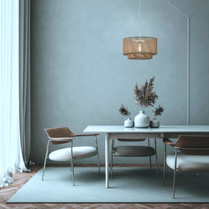 Lámpara colgante de yute "Bali" con interruptor y enchufe (23)