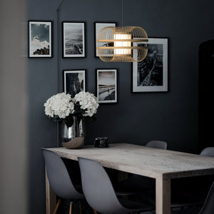 Lámpara colgante japonesa de bambú "Kaizen" con interruptor y enchufe (26)