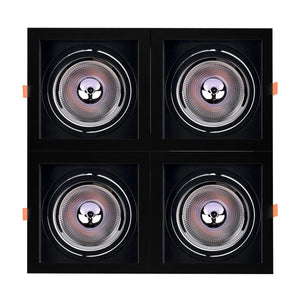 Pack x 4 - Aro downlight cuadrado tipo cardan para bombilla QR111 o AR111 - Corte 155 x 155 mm - Barcelona Led-