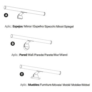 Aplique espejo baño LED tubular - 30cm - 5W | 3 formas de fijación (22)