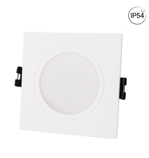 Aro downlight cuadrado para bombilla GU10/MR16 - Difusor opal - Corte Ø 75-80 mm - IP54