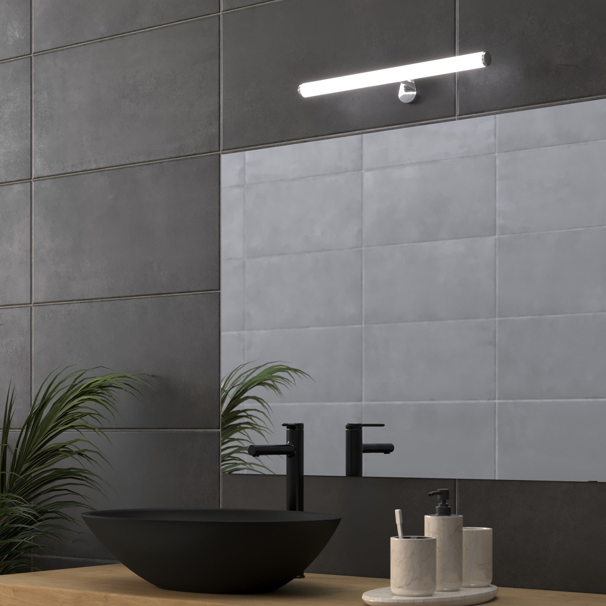 Aplique espejo baño LED tubular - 30cm - 5W | 3 formas de fijación (1)