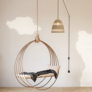 Lámpara colgante de mimbre "Ikken" con interruptor y enchufe (18)