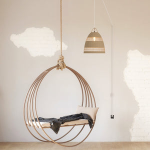 Lámpara colgante de mimbre "Ikken" con interruptor y enchufe (19)